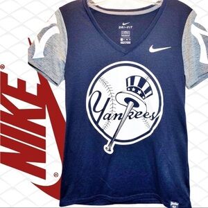 NIKE MLB Dri-fit NY YANKEES Graphic V-neck Ladies T-shirt, Size XS